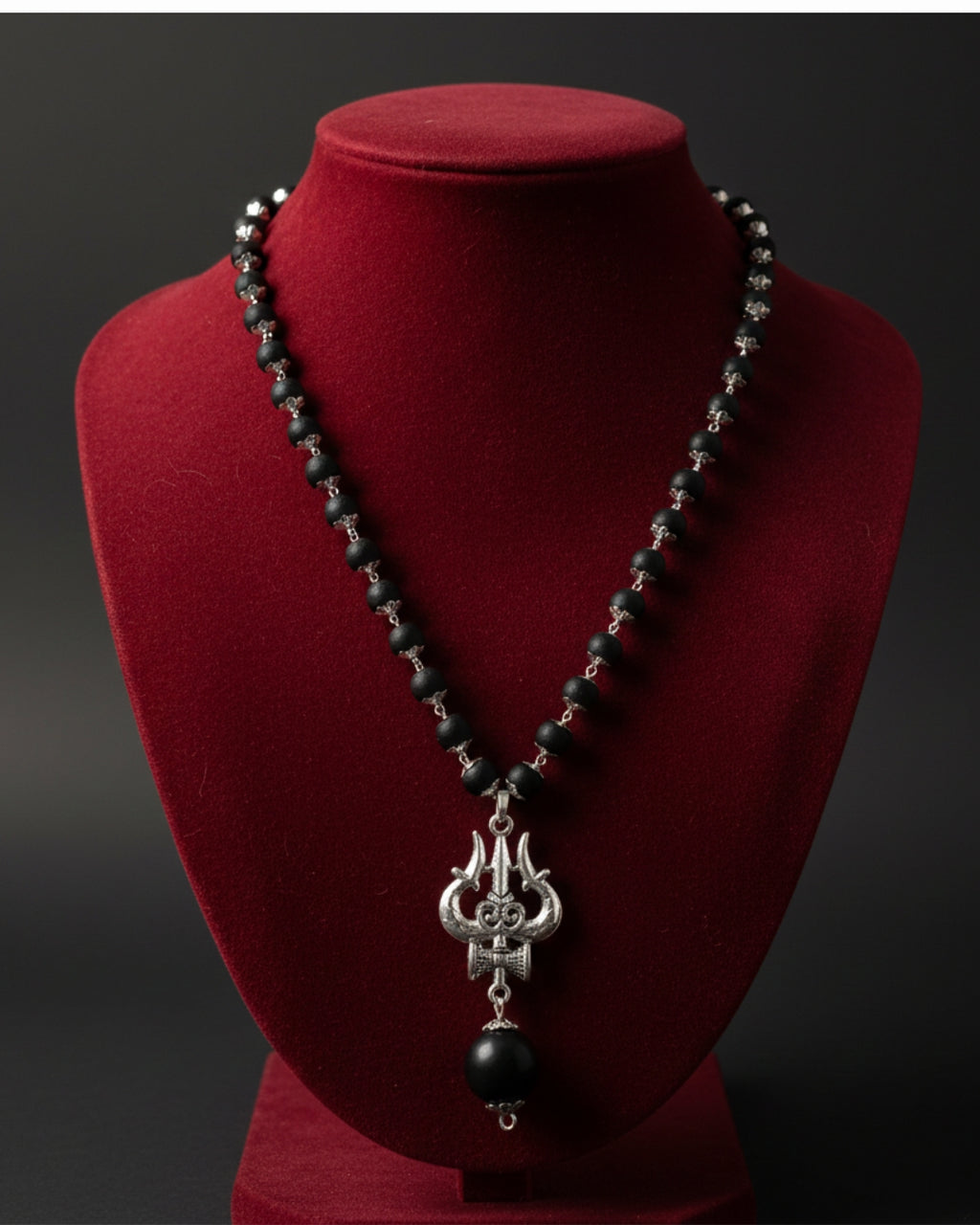 Karungali Mala with Trishool-Shape Pendant